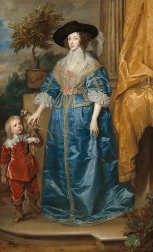 Queen Henrietta Maria with Sir Jeffrey Hudson by Anthony van Dyck, painting, 1633