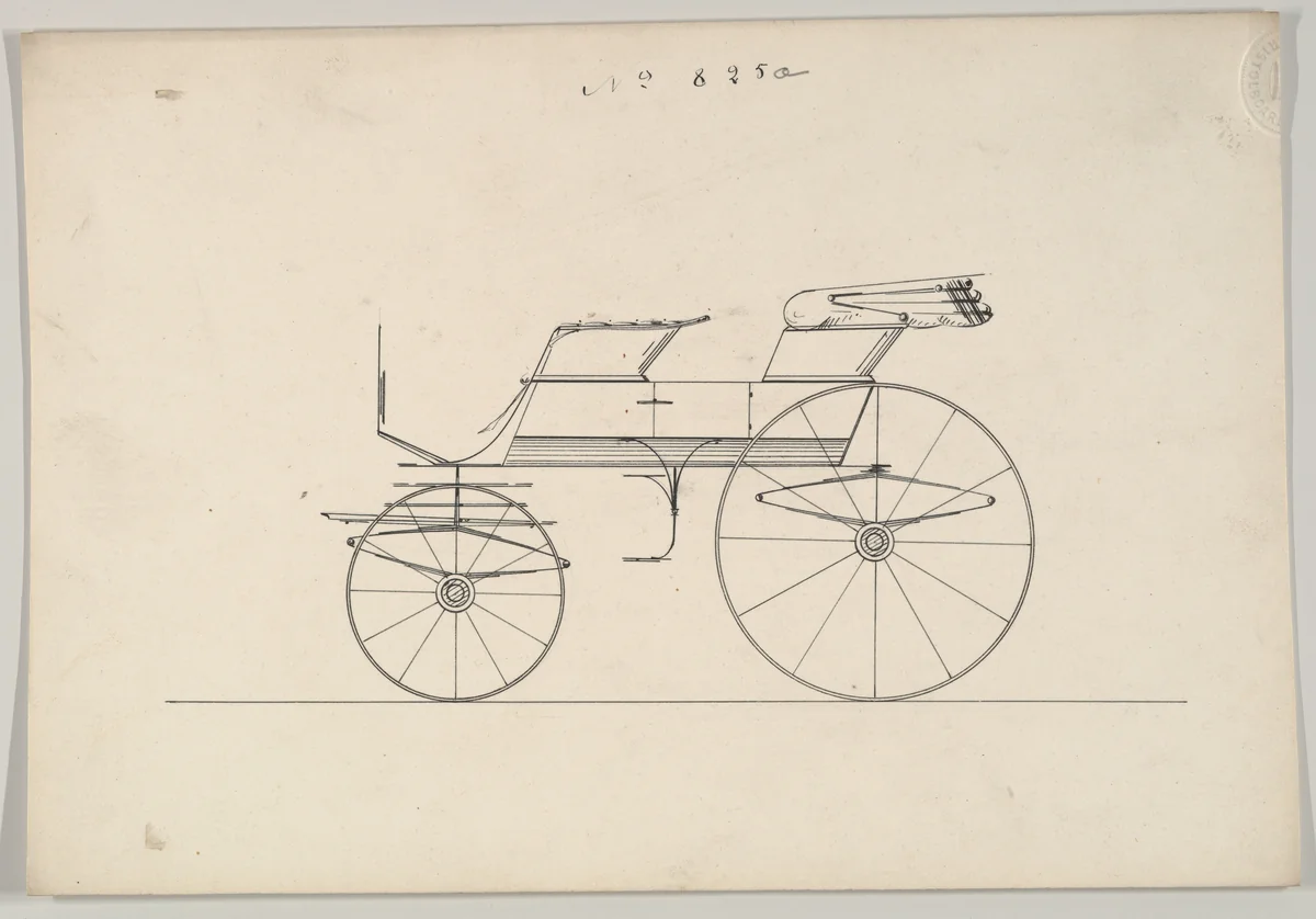 Design for Phaeton, no. 825a by Brewster & Co., drawing, 1850-1874