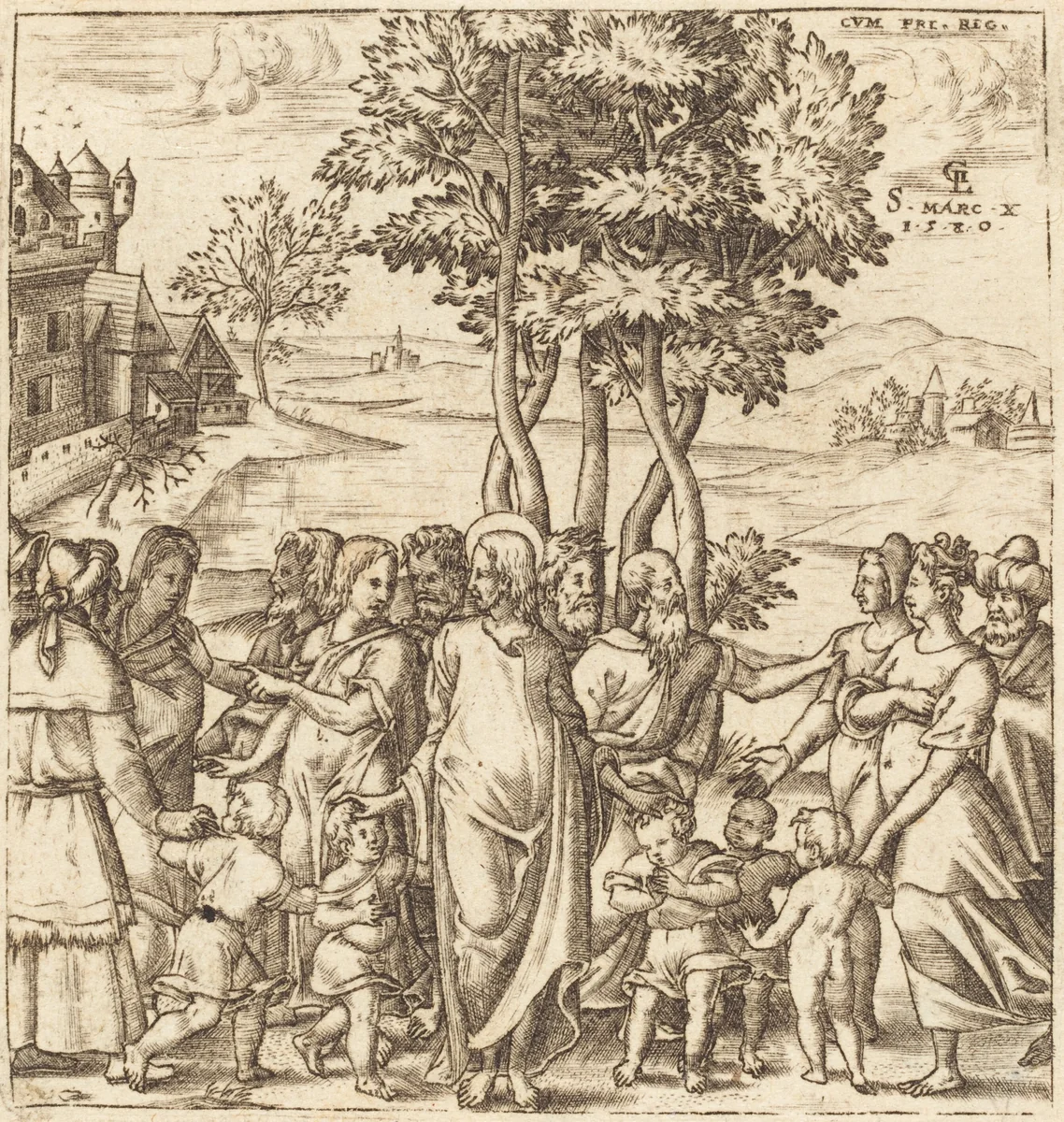 Christ Blesses the Children by Léonard Gaultier, print, 1576-1580