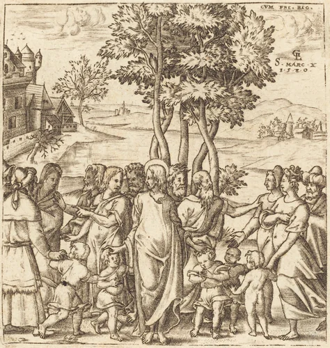 Christ Blesses the Children by Léonard Gaultier, print, 1576-1580