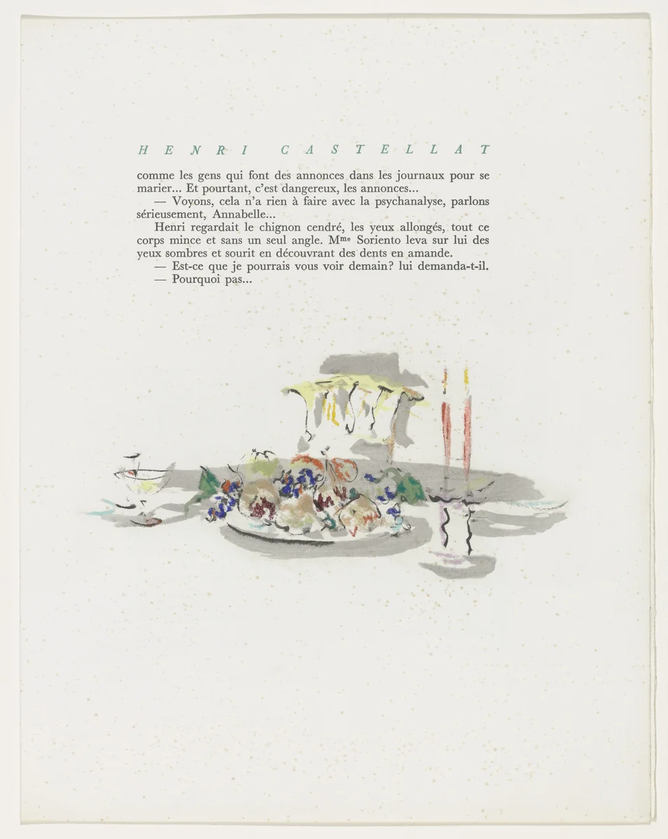 Tailpiece (page 67) from Mille Regrets (A Thousand Regrets) by Christian Bérard, illustrated book, 1947