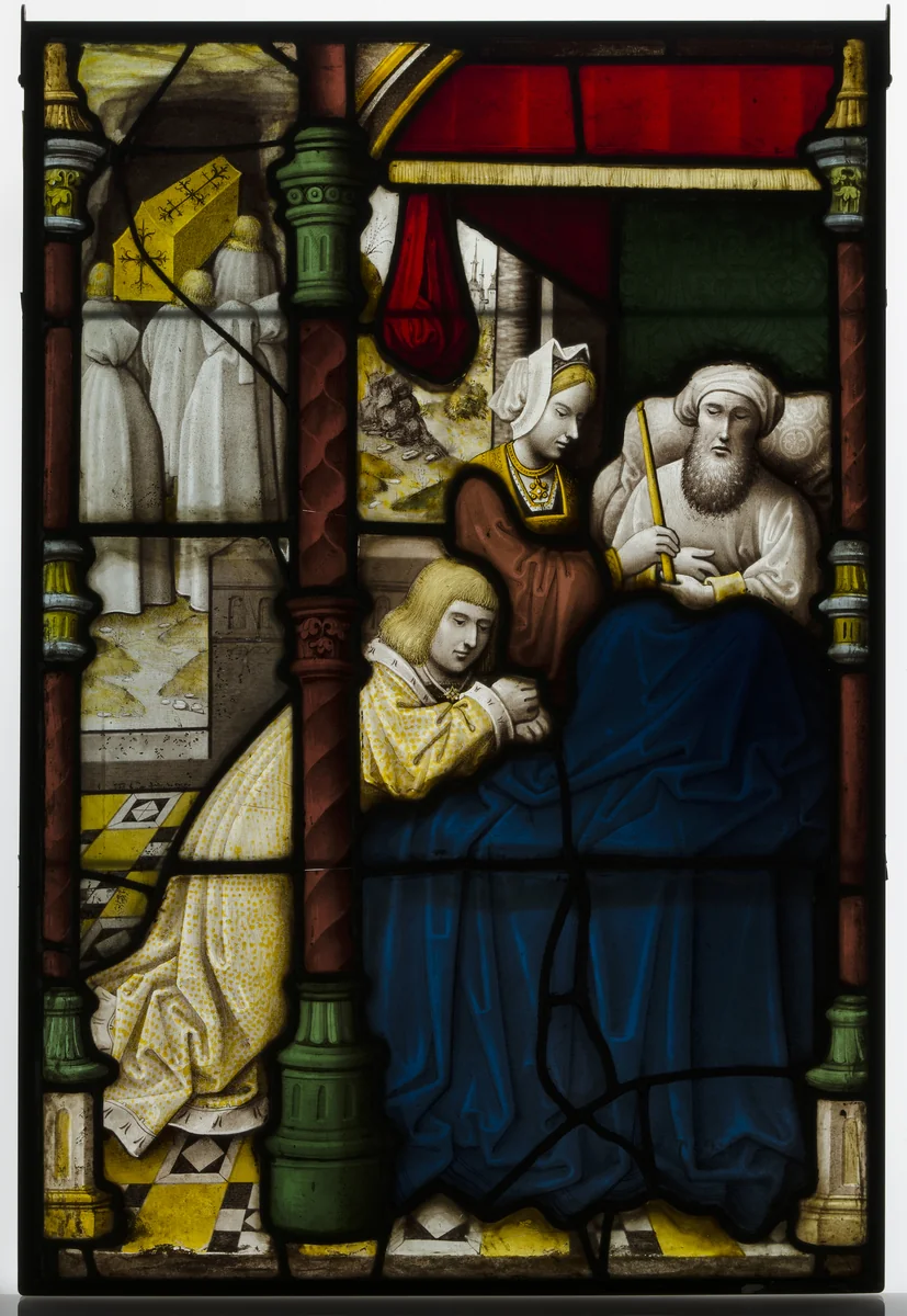 Glass Panel with Death Bed Scene by Jan van Diependale, other, 1500-1525