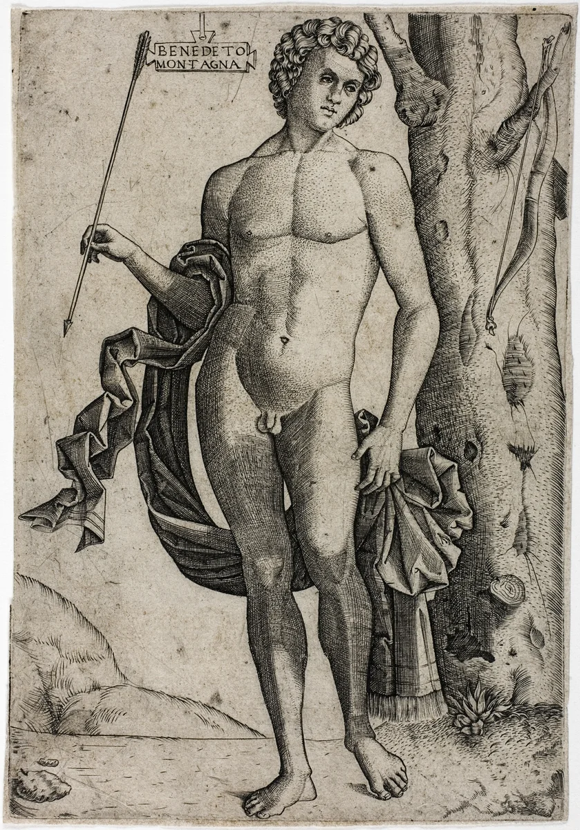 A Young Man with an Arrow by Benedetto Montagna, print, 1505-1515