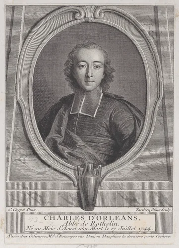 Portrait of Charles d'Orleans, Abbe of Rothelin by Nicolas Henry Tardieu, print, 1744-1749