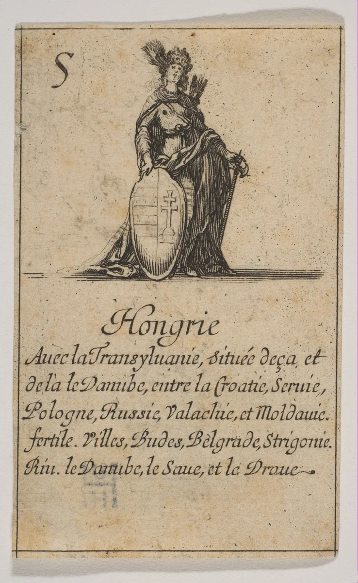 Hongrie, from "Jeu de la Géographie" by Stefano della Bella, print, 1644