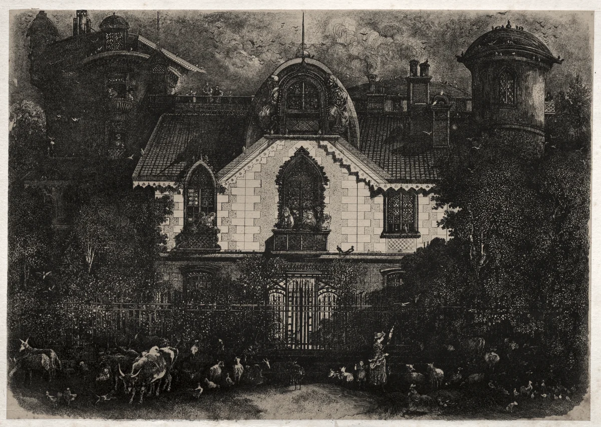 The Enchanted House by Rodolphe Bresdin, print, 1871