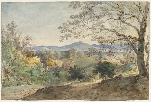 A View across the Inn Valley to the Alps and Neubeuern by Johann Georg von Dillis, drawing, 1790