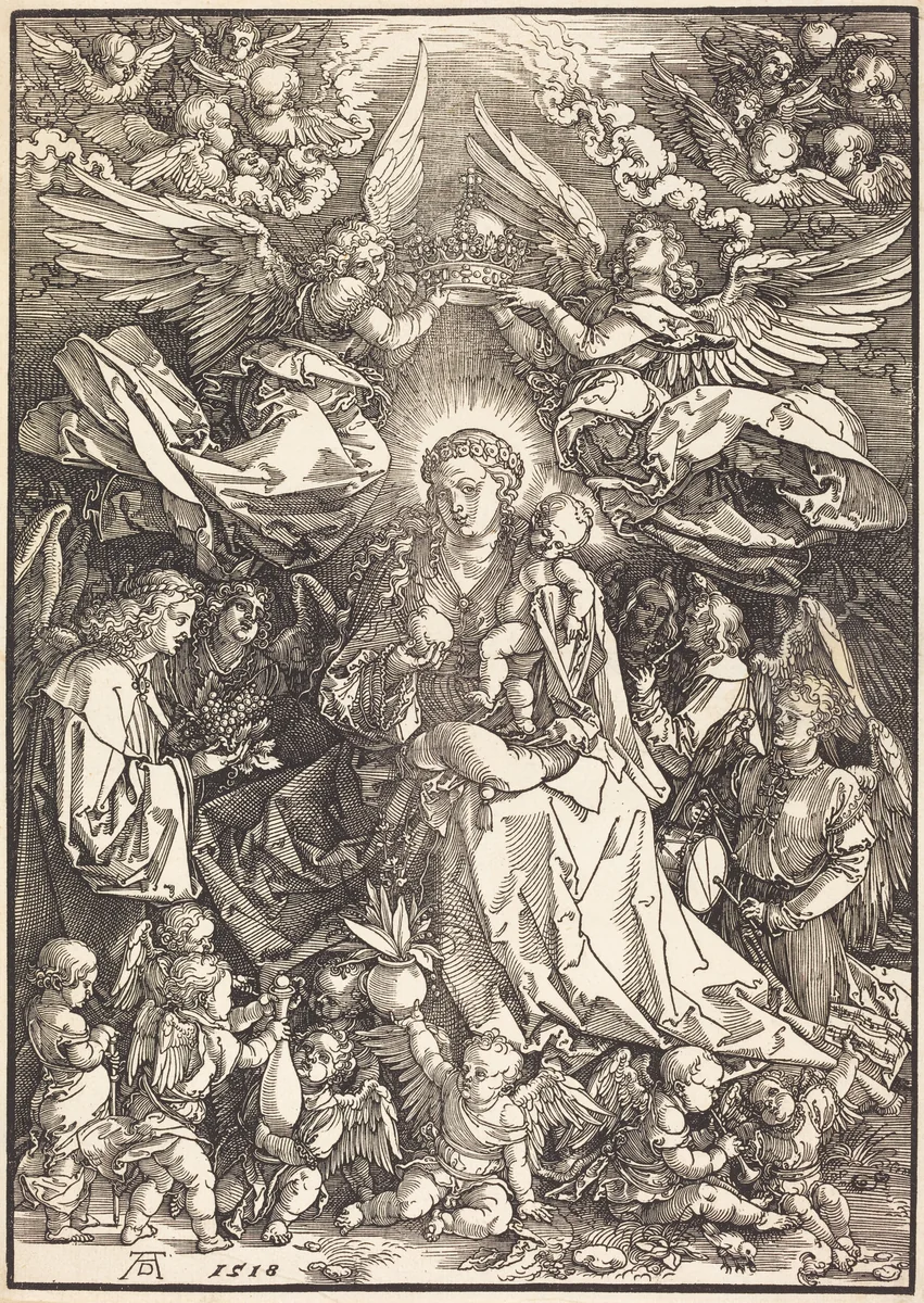 The Virgin Surrounded by Many Angels by Albrecht Dürer, print, 1518