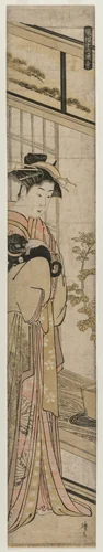 Courtesan Holding a Dog (from the series Popular Presentations) by Torii Kiyonaga (鳥居清長), print, 1783