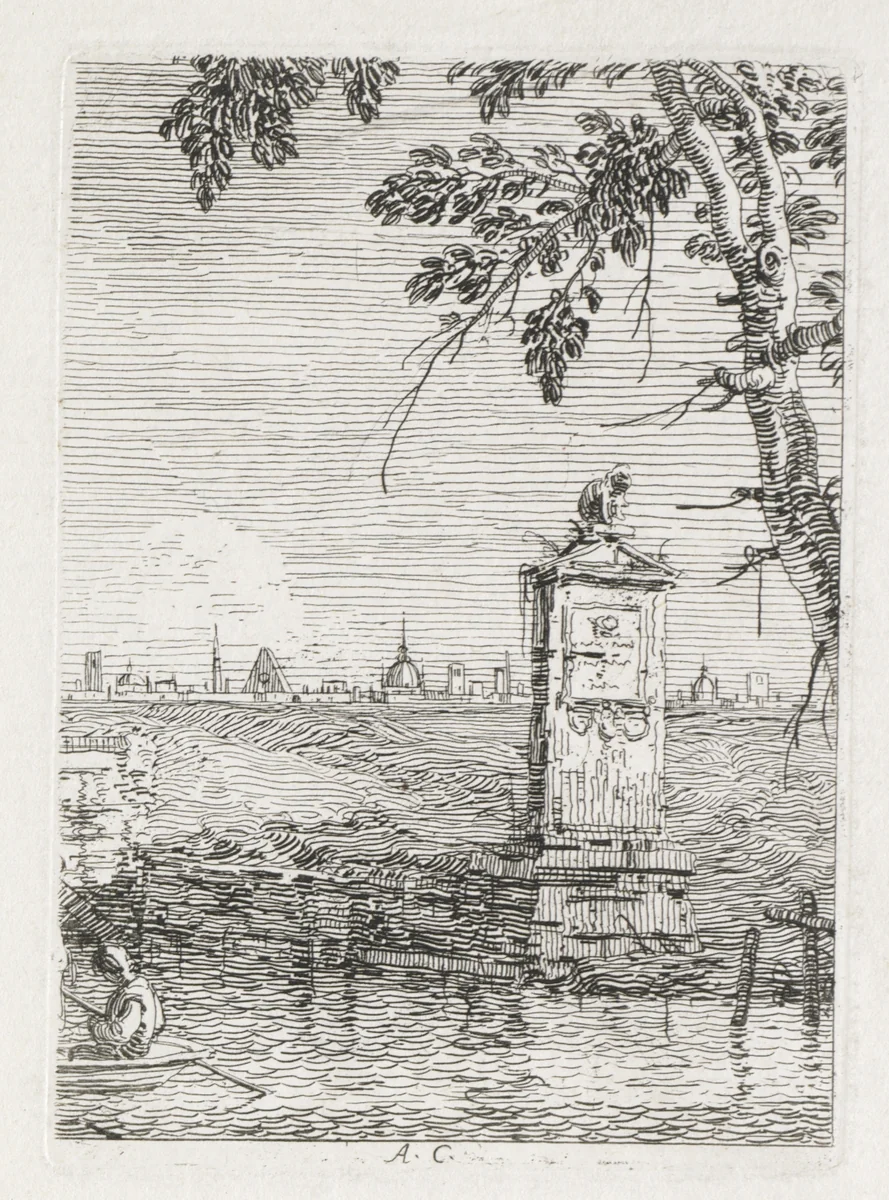 Views: The Little Monument under a Tree by Antonio Canaletto, print, 1735-1746