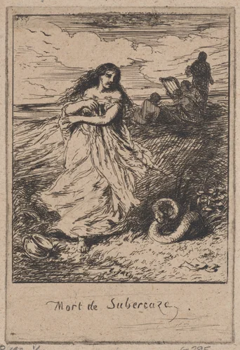 Death of Subercaze by Charles Jacque, print, 1841-1851