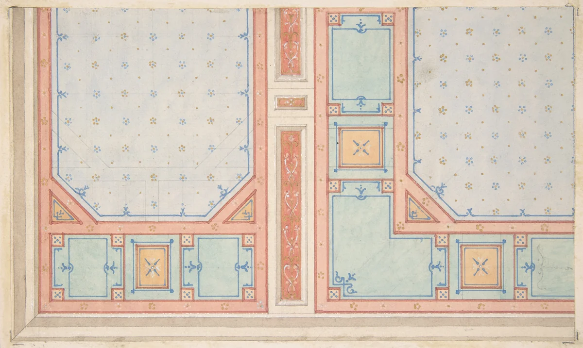 Design for a ceiling by Jules-Edmond-Charles Lachaise, drawing, 1850-1900