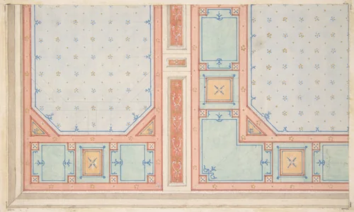 Design for a ceiling by Jules-Edmond-Charles Lachaise, drawing, 1850-1900