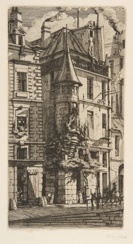 House with a Turret, rue de la Tixéranderie, Paris by Charles Meryon, print, 1852