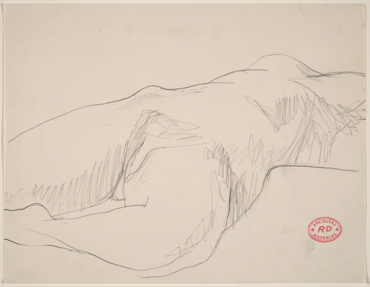 Untitled [torso of reclining female nude] by Richard Diebenkorn, drawing, 1955-1967