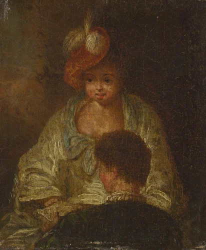 Young Woman and Man by French 18th Century, painting, 1700-1799