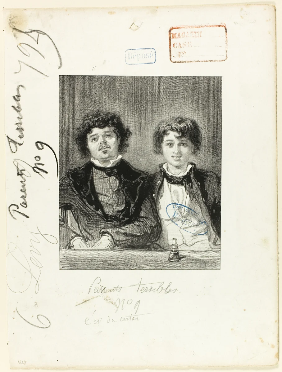 Les-Parents-Terribles series: By jove; the princess'-papboard calves by Paul Gavarni, print, 1853