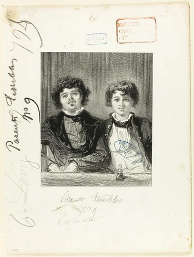 Les-Parents-Terribles series: By jove; the princess'-papboard calves by Paul Gavarni, print, 1853