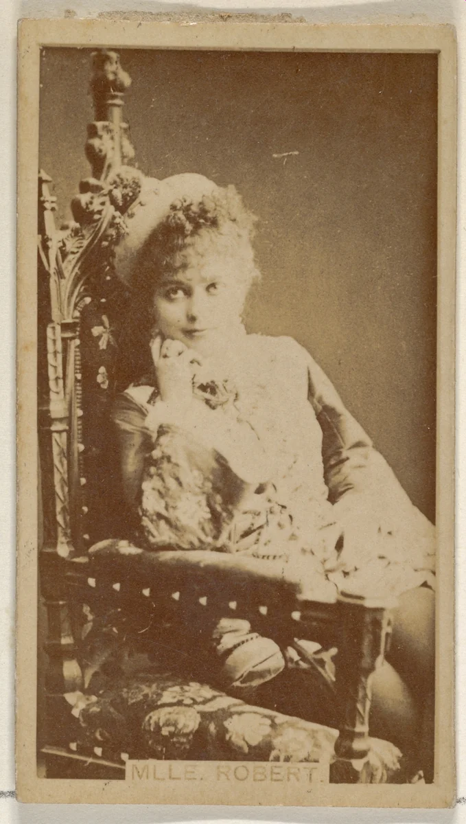 Mlle. Robert, from the Actors and Actresses series (N45, Type 8) for Virginia Brights Cigarettes by Allen & Ginter, photograph, 1885-1891