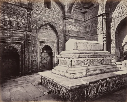 Delhi. Tomb of the Emperor Shums ooo deen Allomsh, Builder of the Kootub Minar in the Ruins of Old Delhi by Samuel Bourne, photograph, 1863-1870