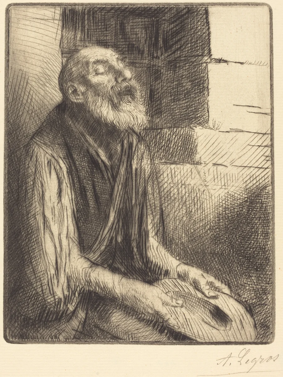 Seated Beggar (Mendiant assis) by Alphonse Legros, print, 1837-1911