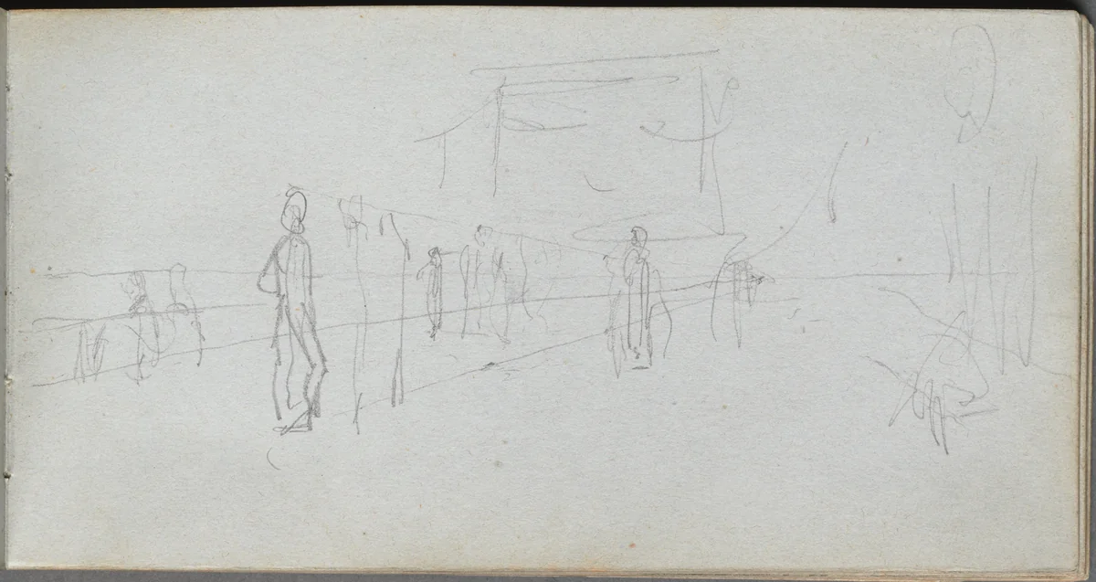 Sketchbook, page 40: Perspective Study by Ernest Meissonier, book, 1860-1869