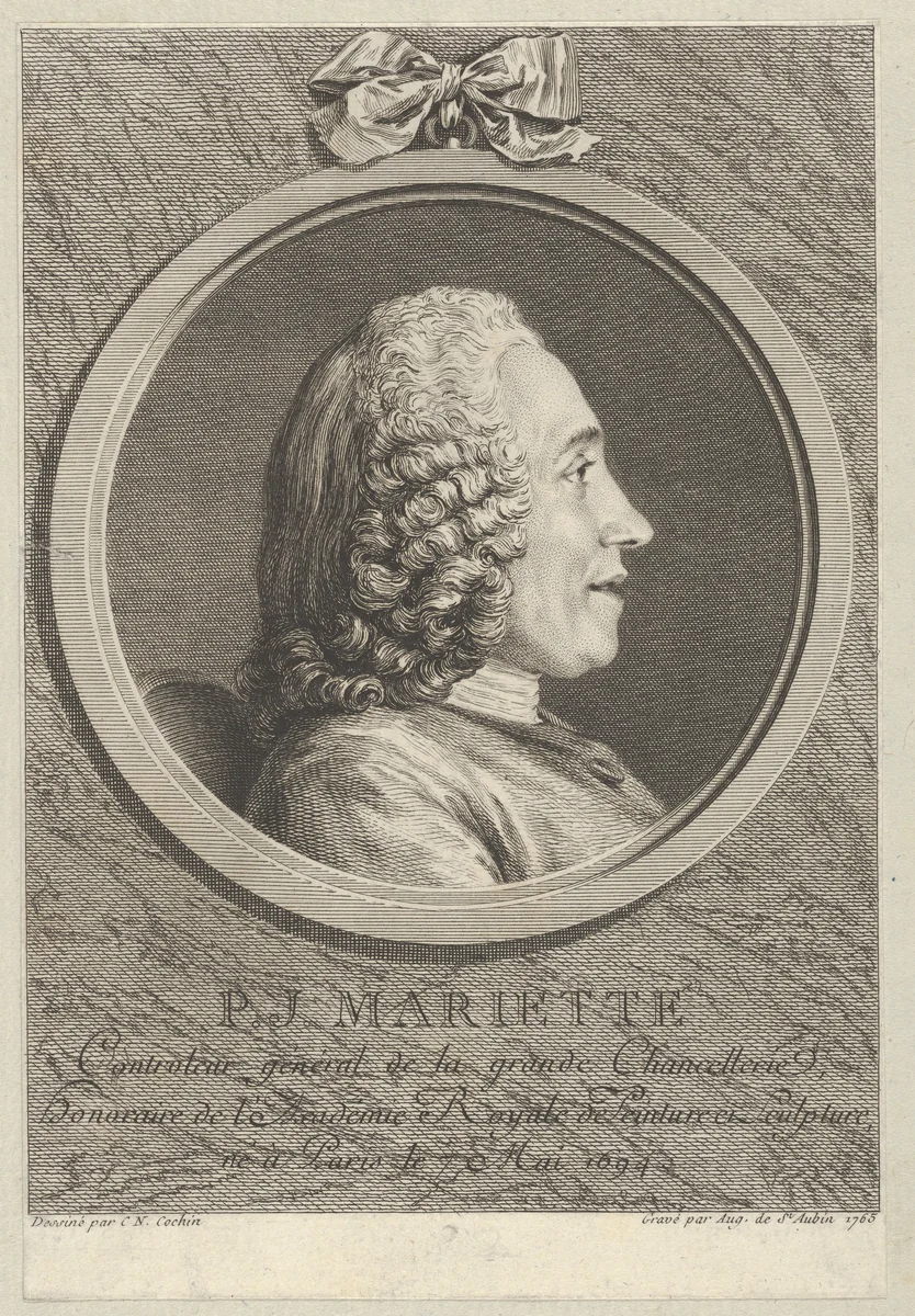 Portrait of Pierre-Jean Mariette by Augustin de Saint-Aubin, print, 1765