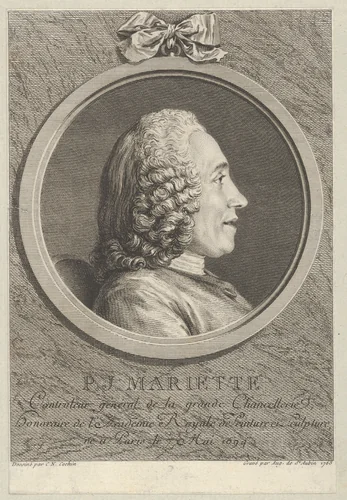 Portrait of Pierre-Jean Mariette by Augustin de Saint-Aubin, print, 1765
