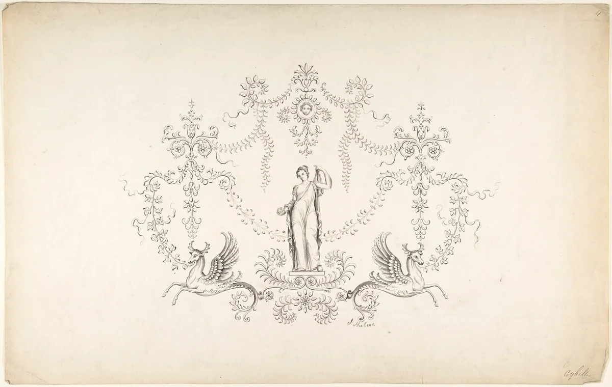 Design for Panel Decoration by J. Hulme, drawing, 1828-1840