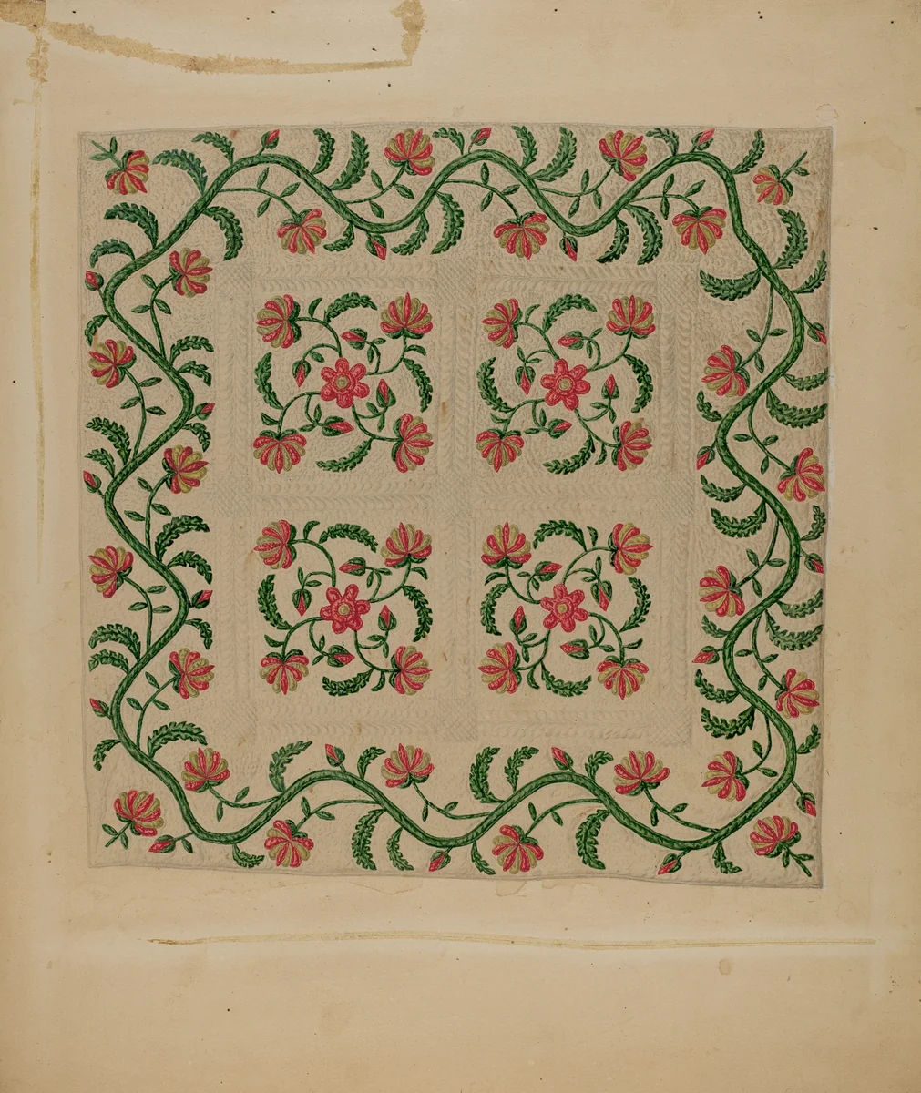 Applique Quilt by Marian Curtis Foster, index of american design, 1938
