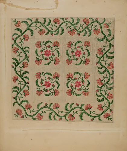 Applique Quilt by Marian Curtis Foster, index of american design, 1938