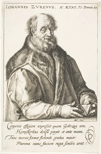 Zuren, Jan van (1517-1591) publisher, burgomaster of Haarlem by Hendrick Goltzius, print, 1588-1590