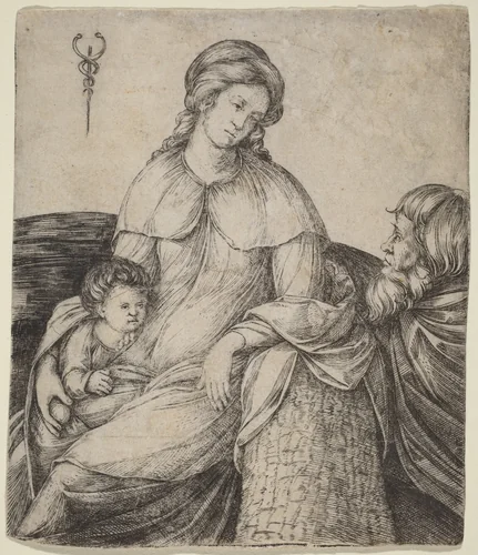 Holy Family by Jacopo de' Barbari, print, 1508-1509