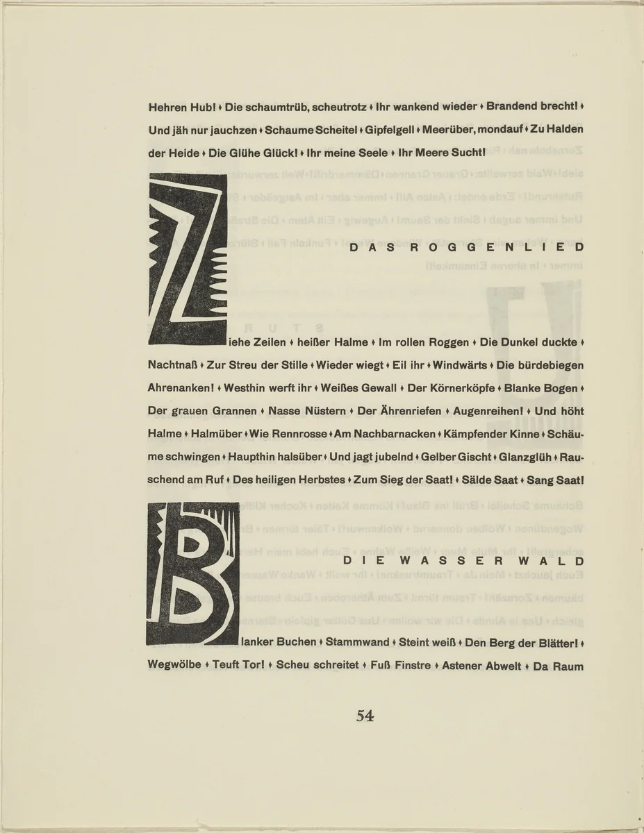 Ornamental initial 'Z' from the periodical Kündung, vol. 1, no. 4, 5, 6 (April, May, June 1921) by Karl Schmidt-Rottluff, periodical, 1921