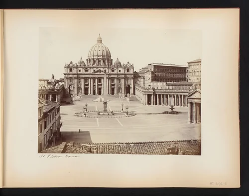 Gezicht op het Pietersplein en de Sint Pieter te Rome, Italië by anonymous, book, 1870-1890