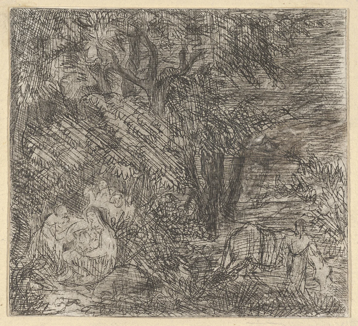 La Sainte Famille (The Holy Family) by Rodolphe Bresdin, print, 1839-1885