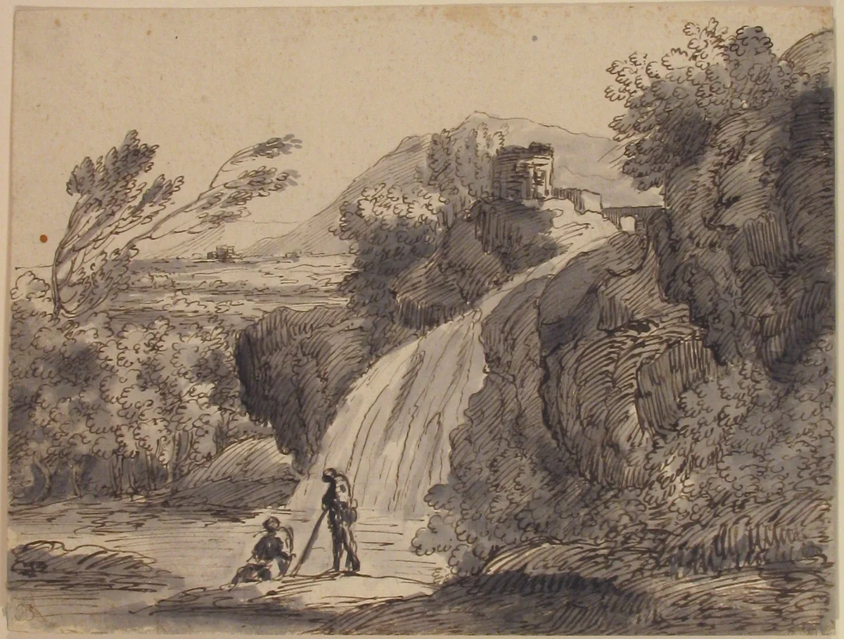 A Harbor by anonymous, drawing, 1600-1699