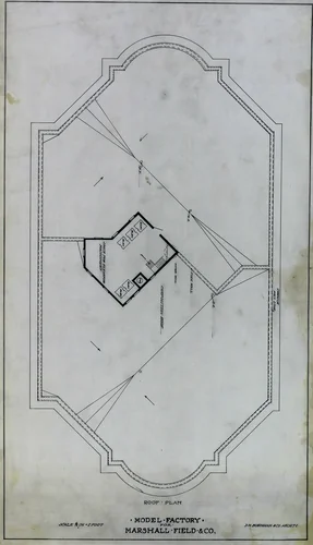 Marshall Field & Company Model Factory, Chicago, Illinois, Roof Plan by D. H. Burnham & Co., drawing, 1900-1905