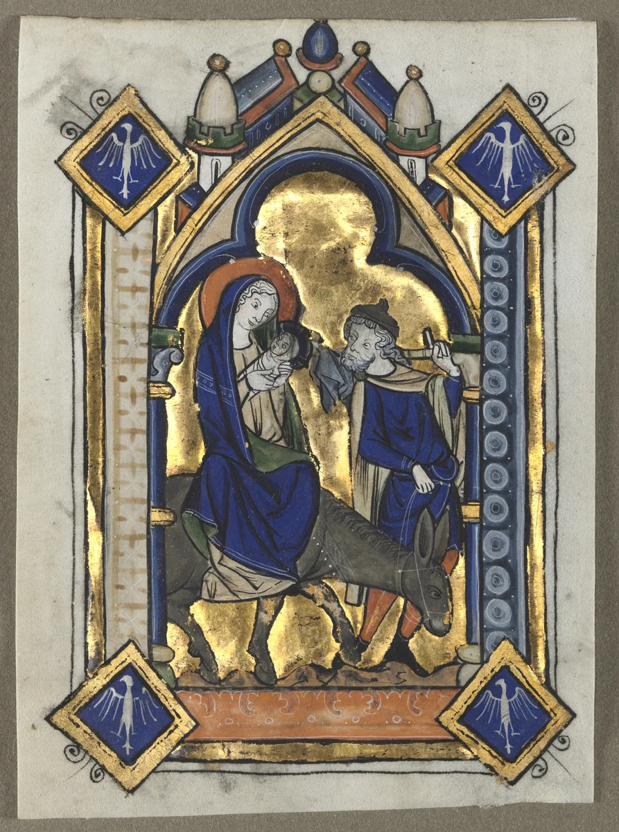 Leaf Excised from a Psalter: Flight Into Egypt by Unknown, manuscript, 1255-1265