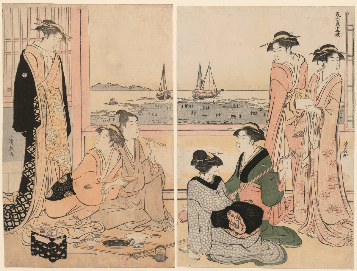 The Fourth Month, from the series "Twelve Months in the South (Minami juni ko)" by Torii Kiyonaga (鳥居清長), print, 1779-1789