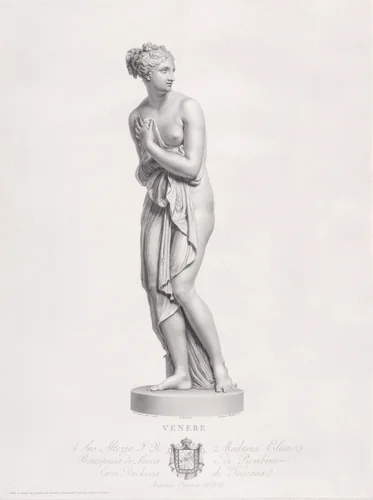 Venus, frontal view, from "Oeuvre de Canova: Recueil de Statues..." by Domenico Marchetti, print, 1817