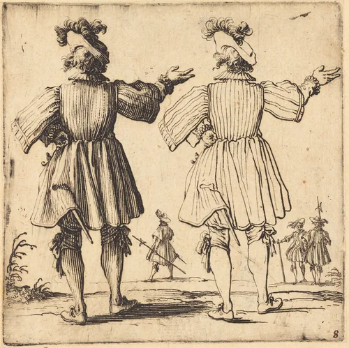 Officer with Plume, Seen from Behind by Jacques Callot, print, 1621-1624