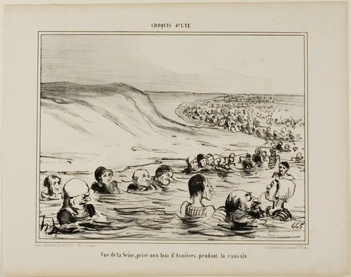 View of the Seine near Asnières during the dog days, plate 2 from Croquis D'été by Honoré-Victorin Daumier, print, 1854