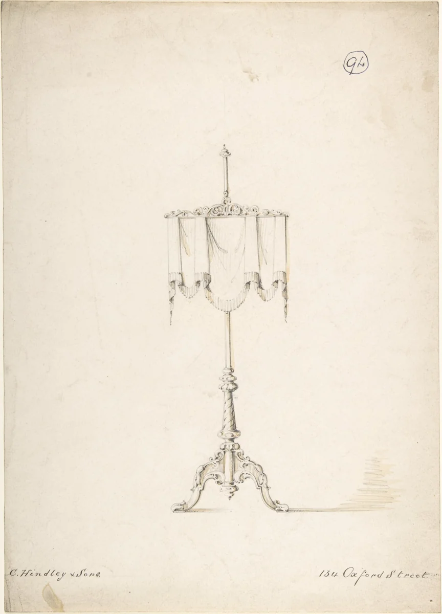 Design by Charles Hindley and Sons, drawing, 1841-1884