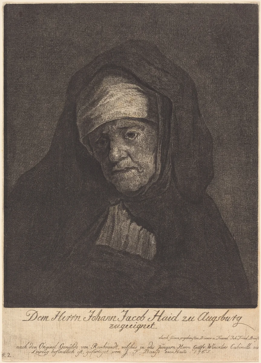 Head of an Aged Woman by Rembrandt van Rijn, print, 1765