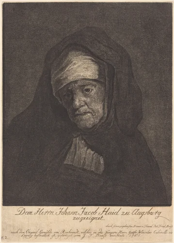 Head of an Aged Woman by Rembrandt van Rijn, print, 1765