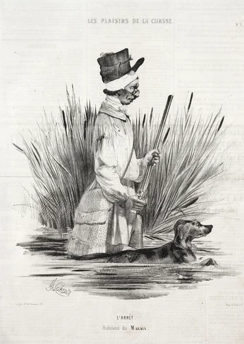 Les Plaisirs de la chasse: L'Arrêt by Alade Joseph Lorentz, print, 1842