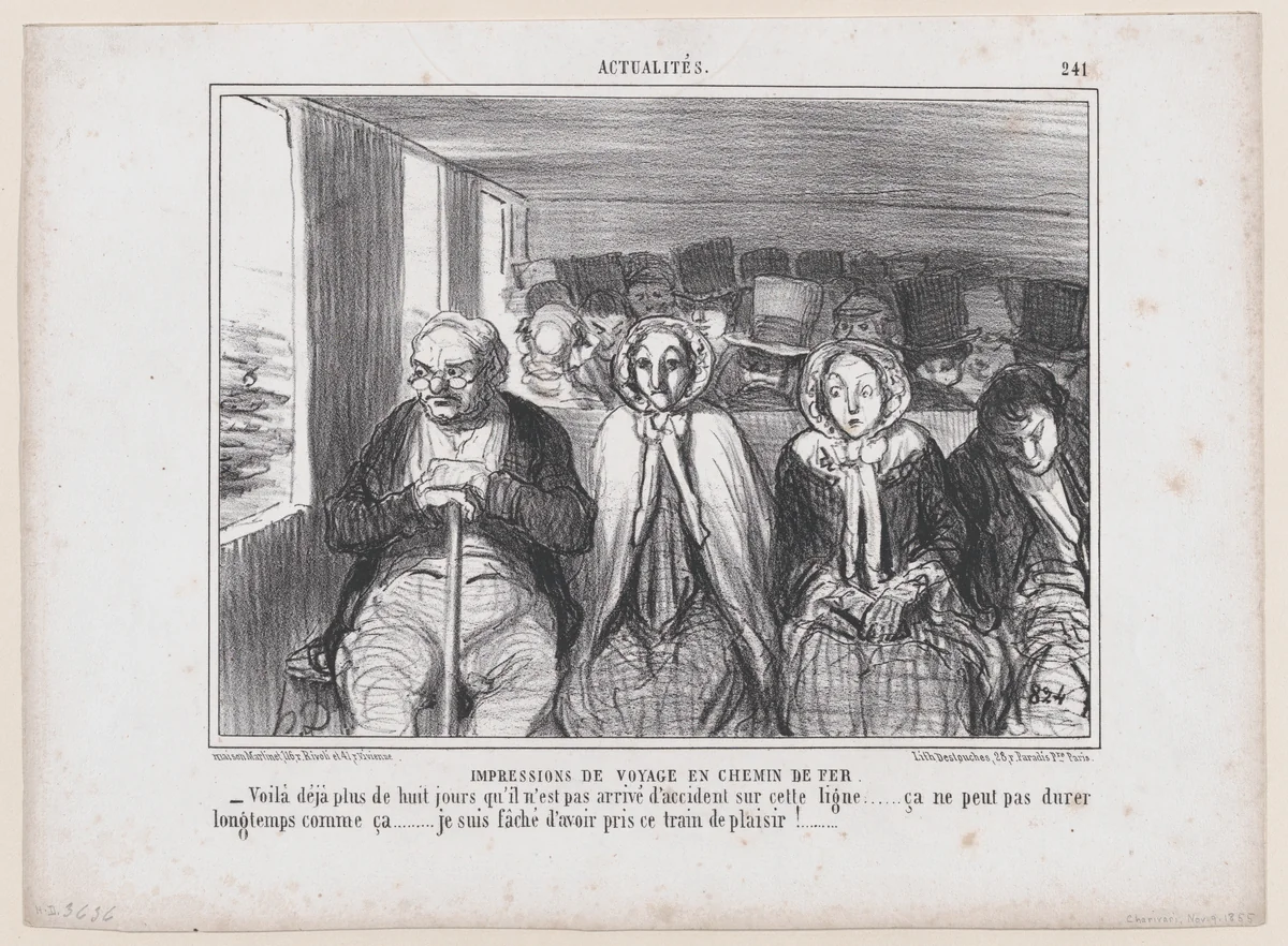 Impressions de Voyage en Chemin de Fer, from Actualités, published in "Le Charivari" by Honoré Daumier, print, 1855