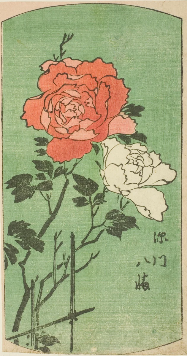 Hachiman Shrine in Fukagawa (Fukagawa Hachiman), section of a sheet from the series "Cutout Pictures of Famous Places in Edo (Edo meisho harimaze zue)" by Utagawa Hiroshige (歌川広重), print, 1857