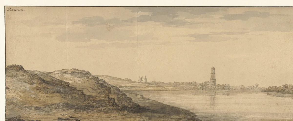 Gezicht op Rhenen by Aelbert Cuyp, drawing, 1630-1691